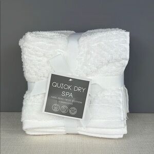 Quick Dry Spa Washcloths White 100% Zero Twist Cotton Quick Dry Soft 6 Pc NEW